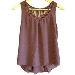 NAKED ZEBRA Strappy back chiffon tank blouse Mauve Size Small